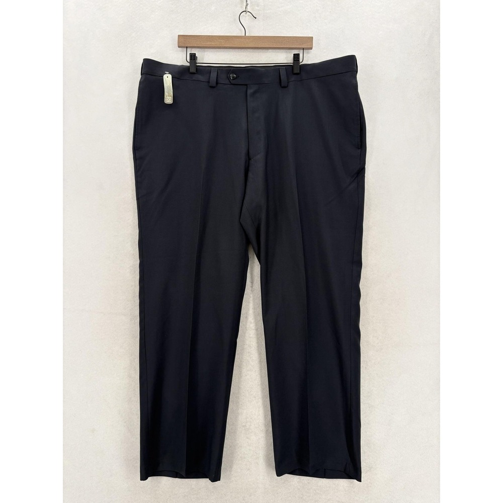 Haggar ECLO Smart Fiber Dress Pants Mens 44x30 Blue Classic Fit Stretch Workwear